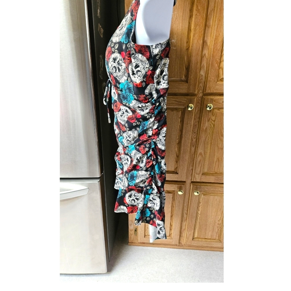 TORRID 3X Vintage Gothic Multi-Color 🌹 SKULL Printl Extra Long Ruched Swim Top - Picture 12 of 16
